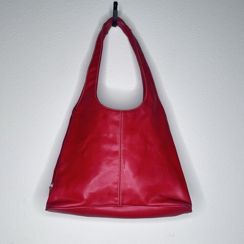 Vintage Y2K 2000s Mini‎ Ergo Style Bag Purse Nine West Cherry Red  Leather